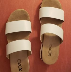 XOXO white sandals with small platform bottoms